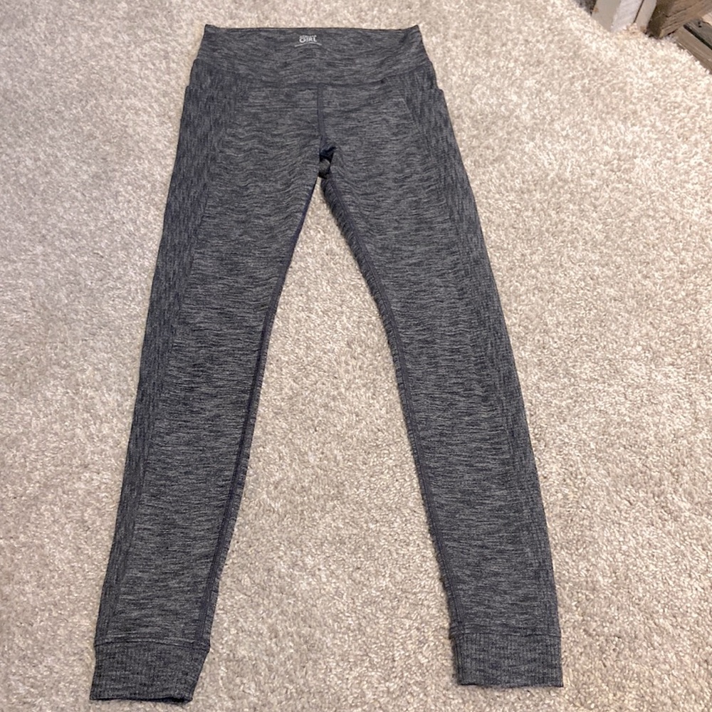 Kids Athleta school day ribbed tight Black Space dye, size 7, excellent shape